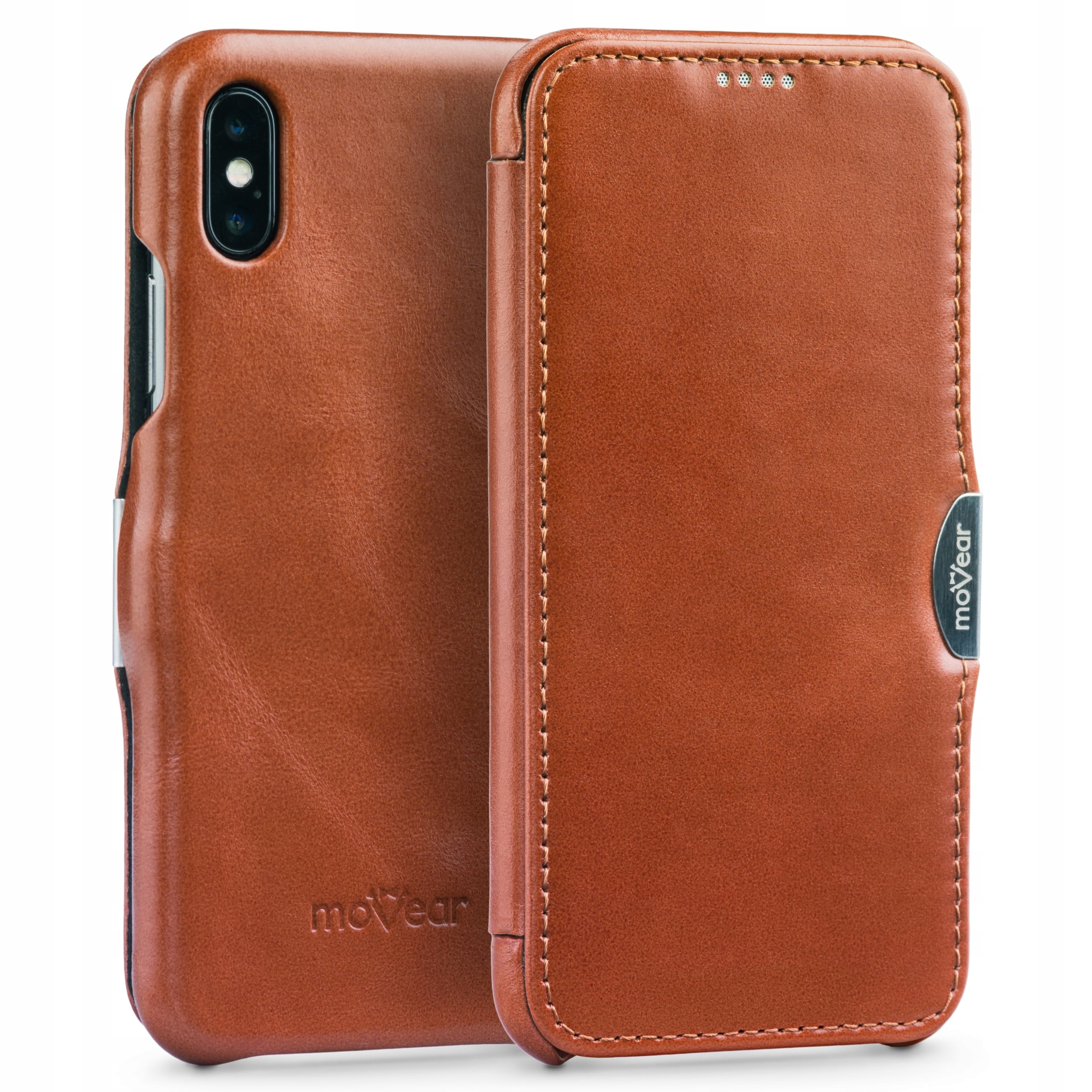 Pouzdro na iPhone Xs Max obal s kapsou Hnědá Movear