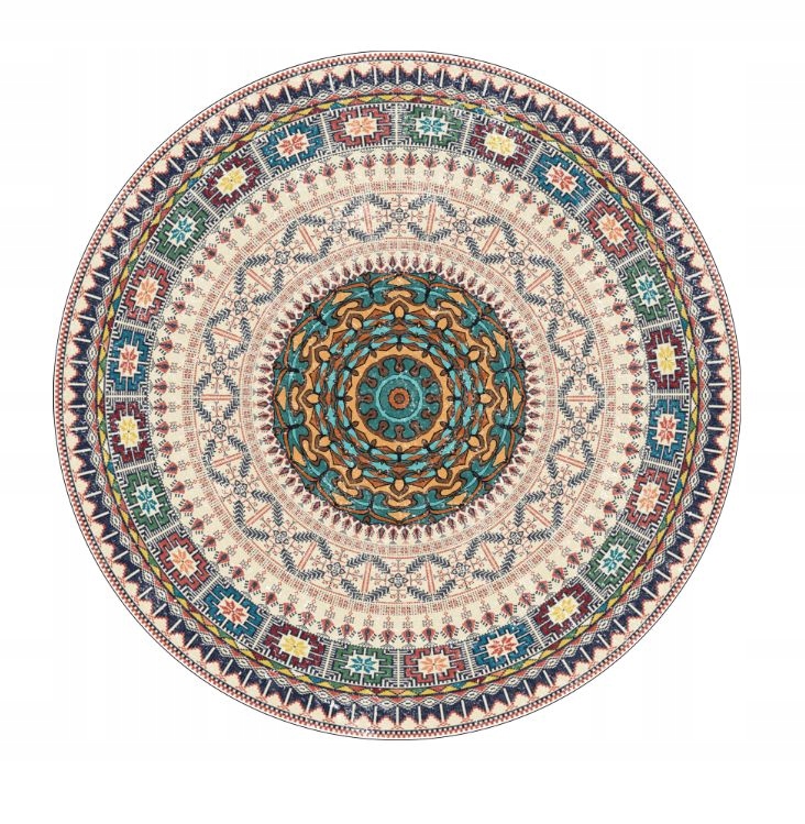 Dywan Okrągły Do Salonu 150 CM Retro Vintage Antypoślizgowy Boho XL!!