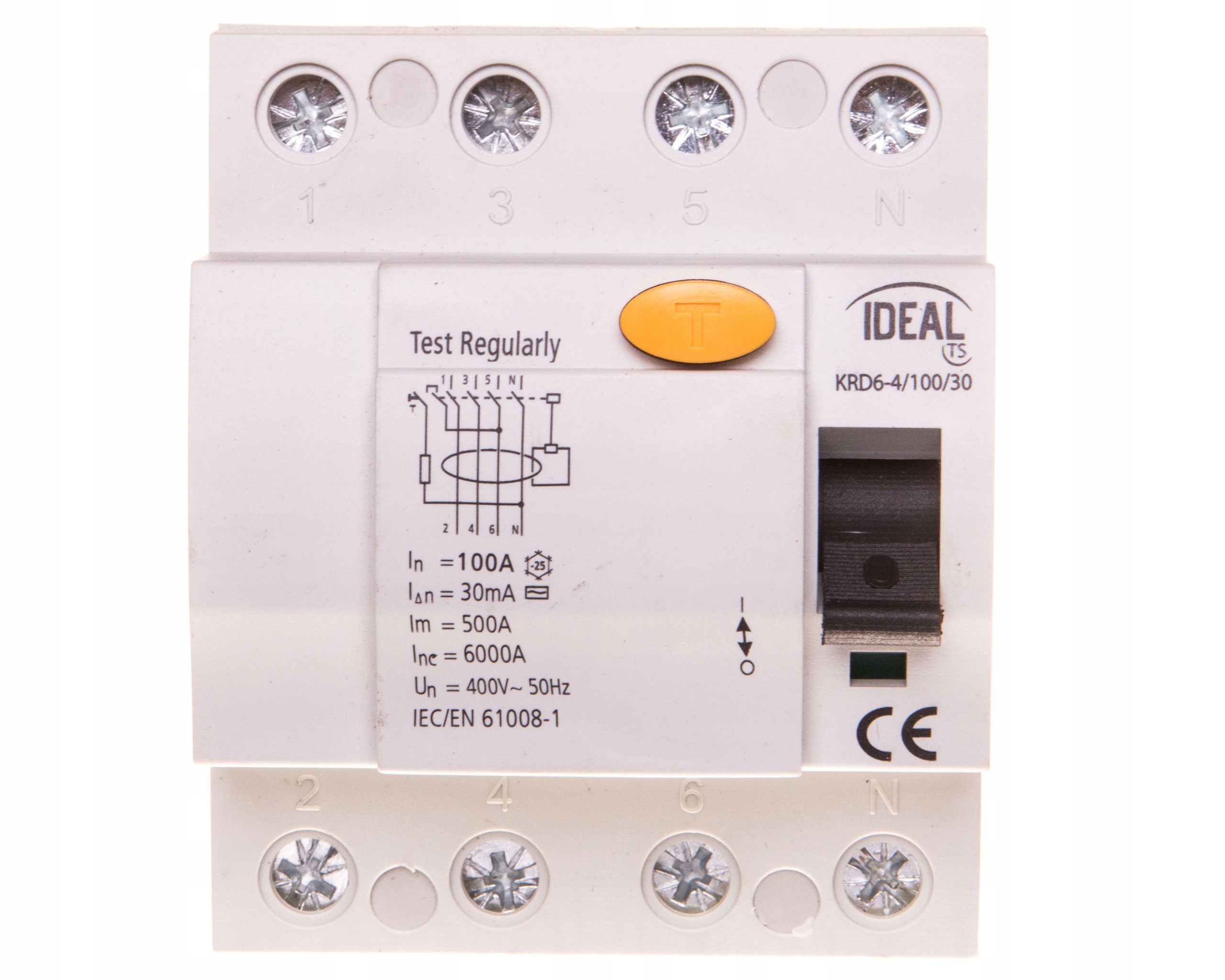 Proudový Chránič 4P 100A Ac 30mA Kanlux Ideal KRD6-4/100/30 23197