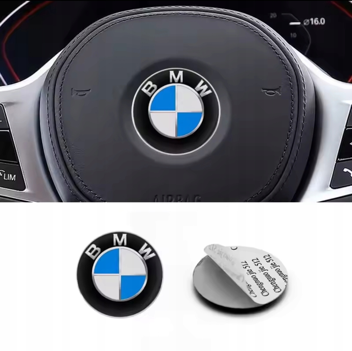 Emblemat Logo Znaczek Do Bmw 45MM Naklejka Na Kierownicę Niebiesko Biały