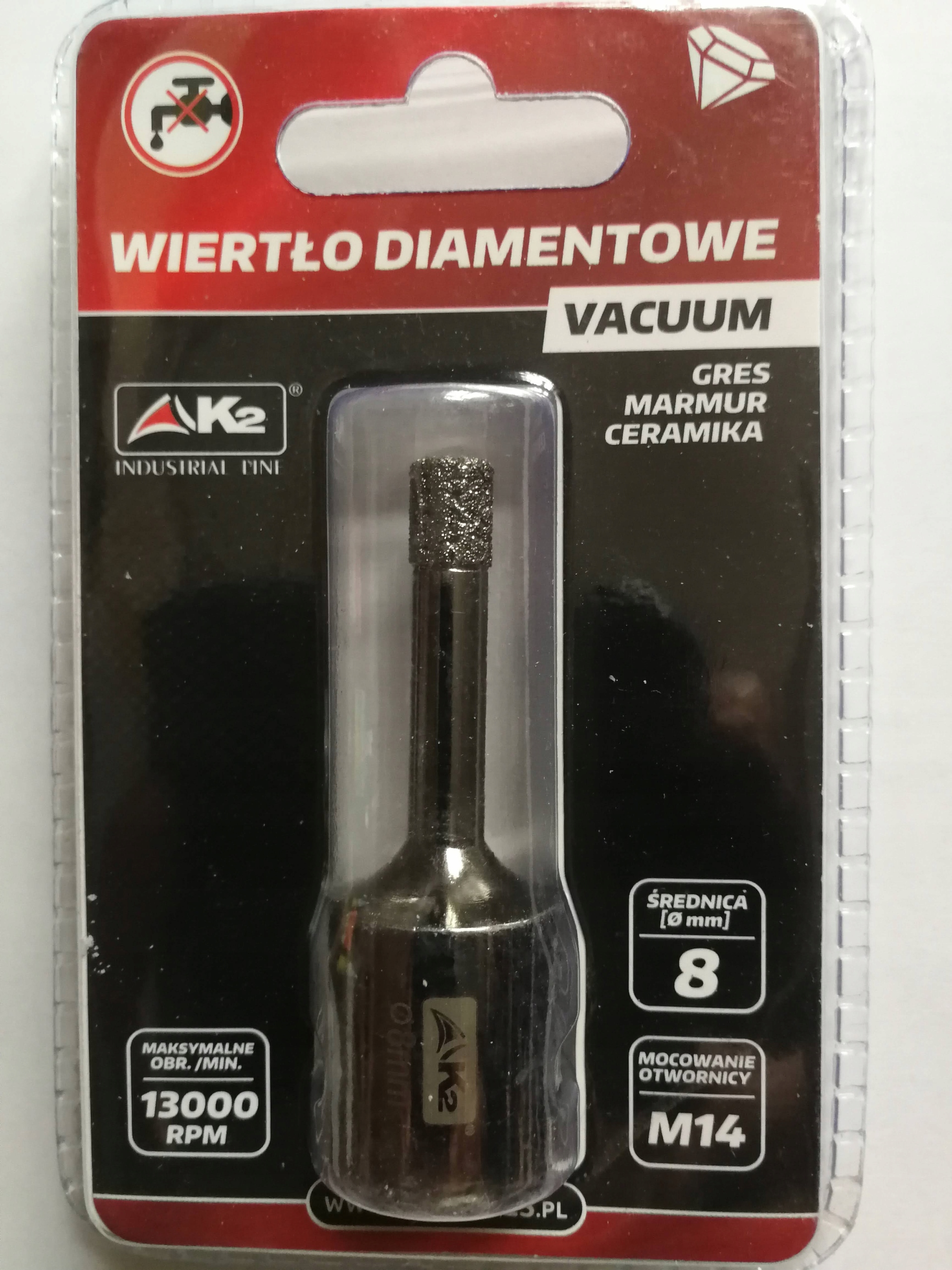 

Wiertło Diamentowe Gres FI8 Vacuum K2 Otwornica