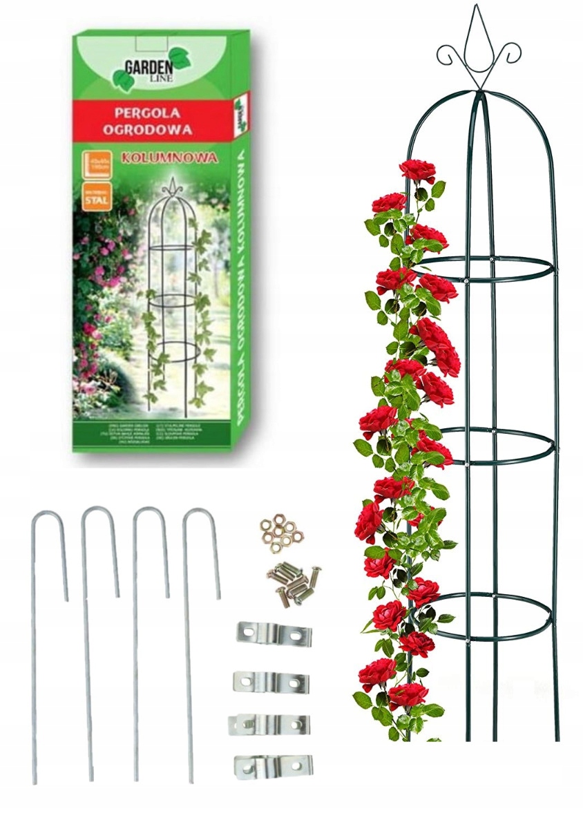 PERGOLA OGRODOWA KOLUMNOWA KOLUMNA SŁUP NA RÓŻE KWIATY pnące + KOTWY 190 cm