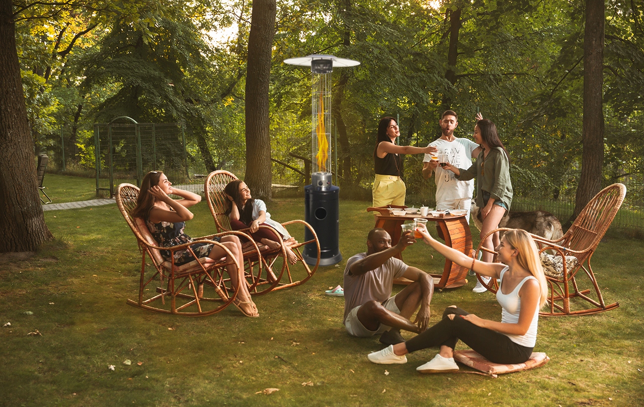 PARASOL GRZEWCZY TARASOWY PROMIENNIK GAZOWY OGRZEWACZ PŁOMIEŃ 14kW Maks. szerokość 80 cm