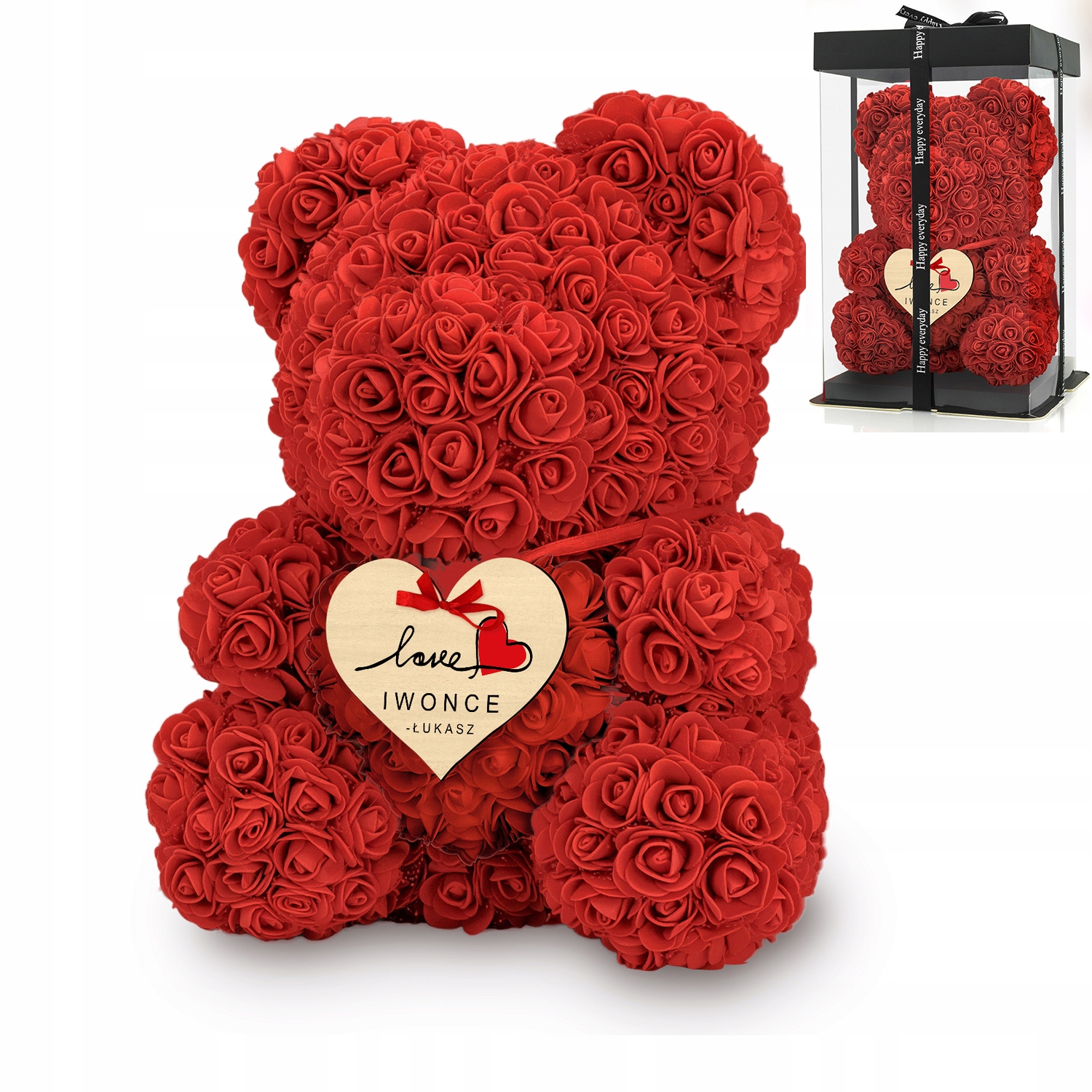 

Miś z Róż XXL Duży 40 cm Pudełko Personalizacja