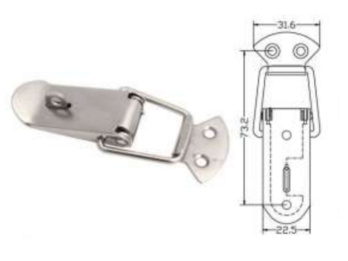 

Zamknięcie do skrzyń XLJ104 nikiel 90x32mm, skobel