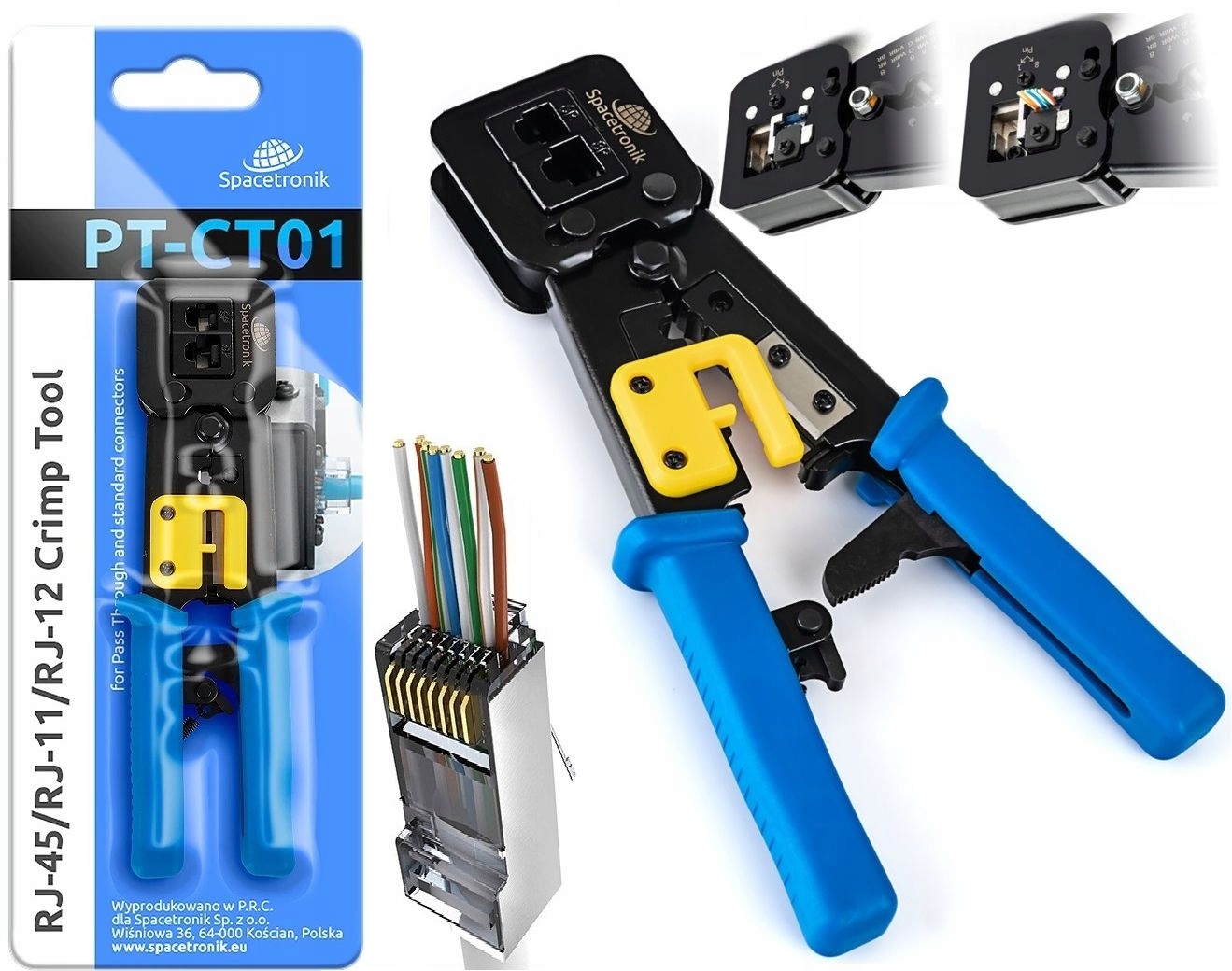Zaciskarka RJ45 Przelotowa Złącz Wtyków RJ-45 Zaciskacz Złączek Rj 45 11 12
