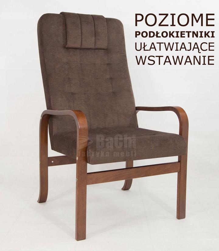 FOTEL GRANDE DLA SENIORA BRĄZ FINKA DO SALONU DO PRZEDPOKOJU DO POKOJU 48h Kolekcja Senior