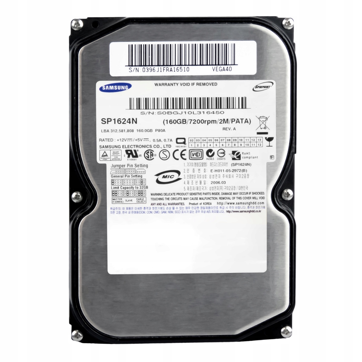 Samsung SpinPoint P80 160GB 7.2K 2MB Ata 3.5'' SP1624N