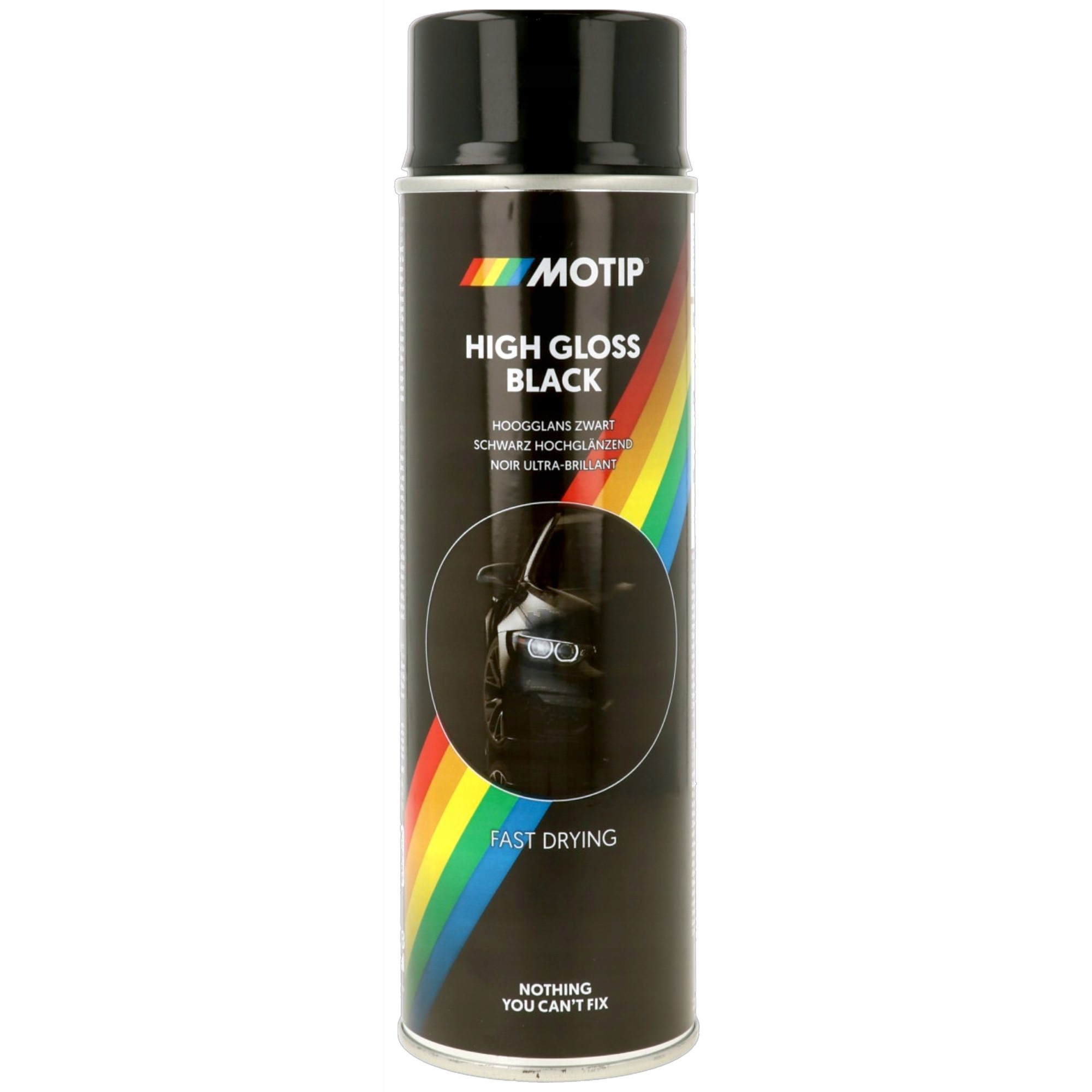Motip Farba Lakier Akrylowy Czarny Wysoki Połysk Spray 500ML Akryl