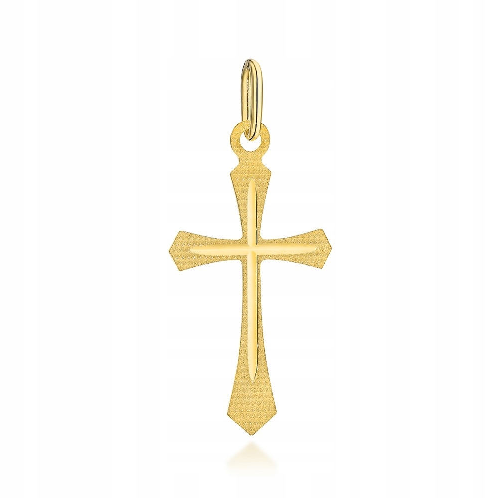 Zlatý Kříž 585 Klasický S Drážkováním, Přívěsek Na Řetízek, Jednoduchý Vzor
