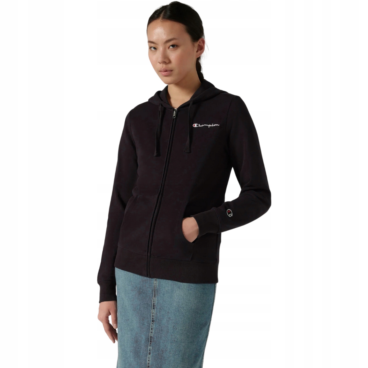 Mikina Champion Full Zip Hoodie Sweatshirt černá Vel. Xs