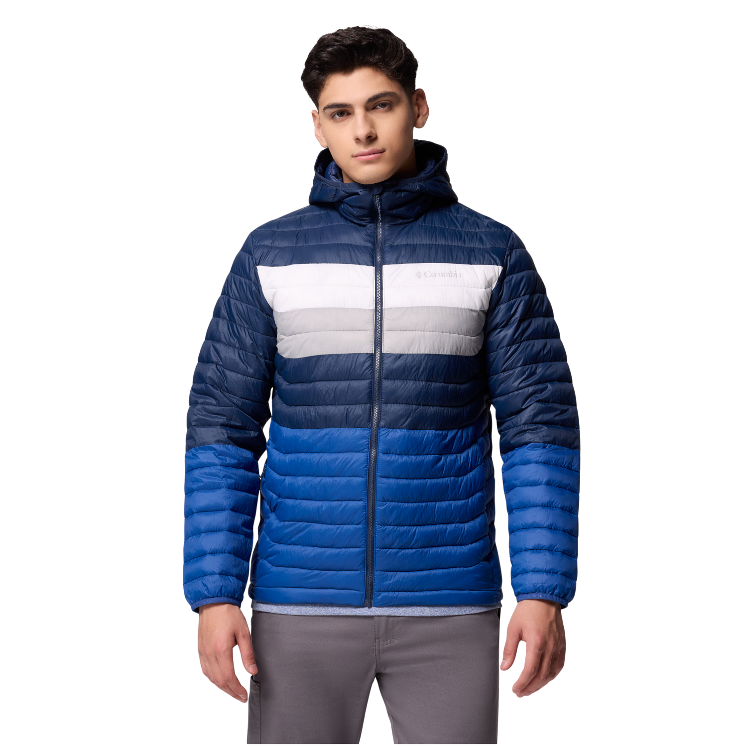 Columbia Powder Pass Hooded Jacket [L] Pánská bunda Nylon Modrá