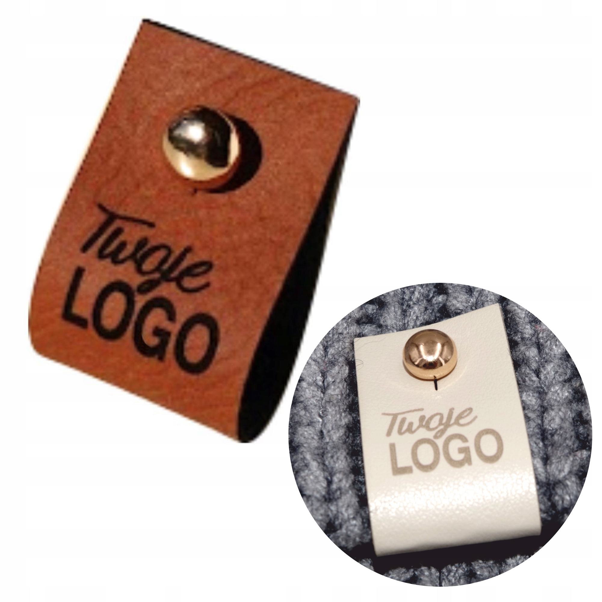 Štítek s nýtem skládací 2x7cm s vaším LOGEM/textem 20ks různé barvy Sosenco