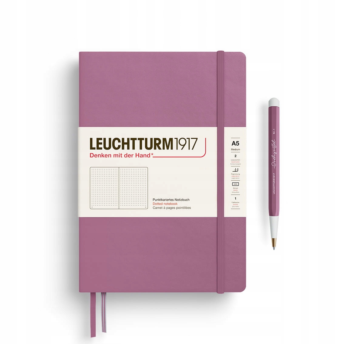 Notatnik Leuchtturm1917 Medium A5, kropki, Dusty Rose