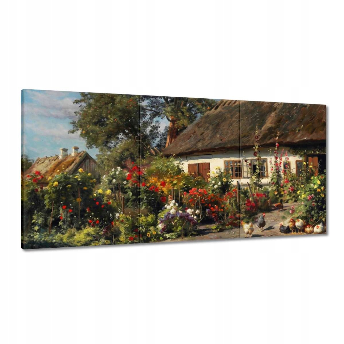 Obrazy 180x90 Vidiecky domček s kvetmi