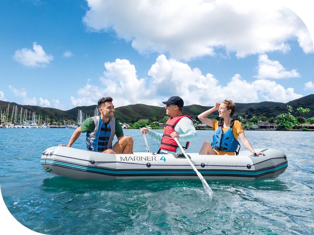 DUŻY Ponton Intex Mariner 4 Osoby Osobowy POMPKA + WIOSŁA 68376 MODEL 2024 Długość 328 cm