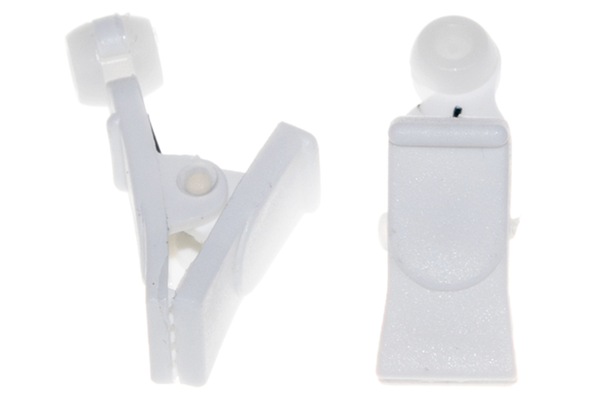 Žabky bílé s malým válečkem na boku pro stropní lištu 1000 ks záclony