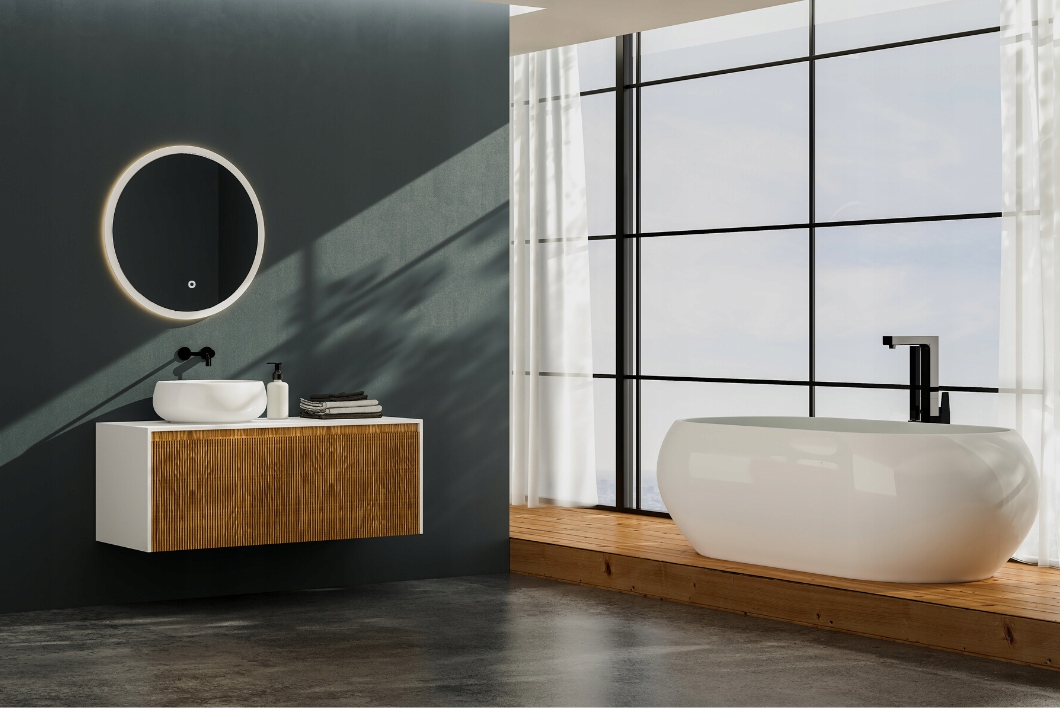 LUSTRO OKRĄGŁE LED 50cm PODŚWIETLANE Z WŁĄCZNIKIEM Szerokość 500 mm