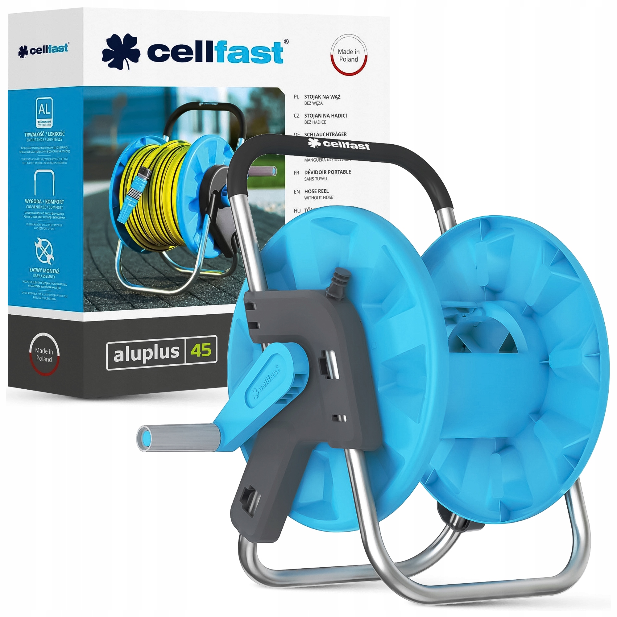 Bęben Na Wąż Ogrodowy Cellfast 1/2" Stojak Zwijacz 20/30/45 m Aluminiowy
