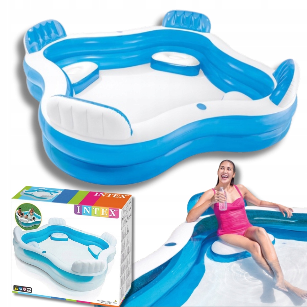Veľký nafukovací záhradný bazén pre deti od 4 rokov s sedadlami Intex