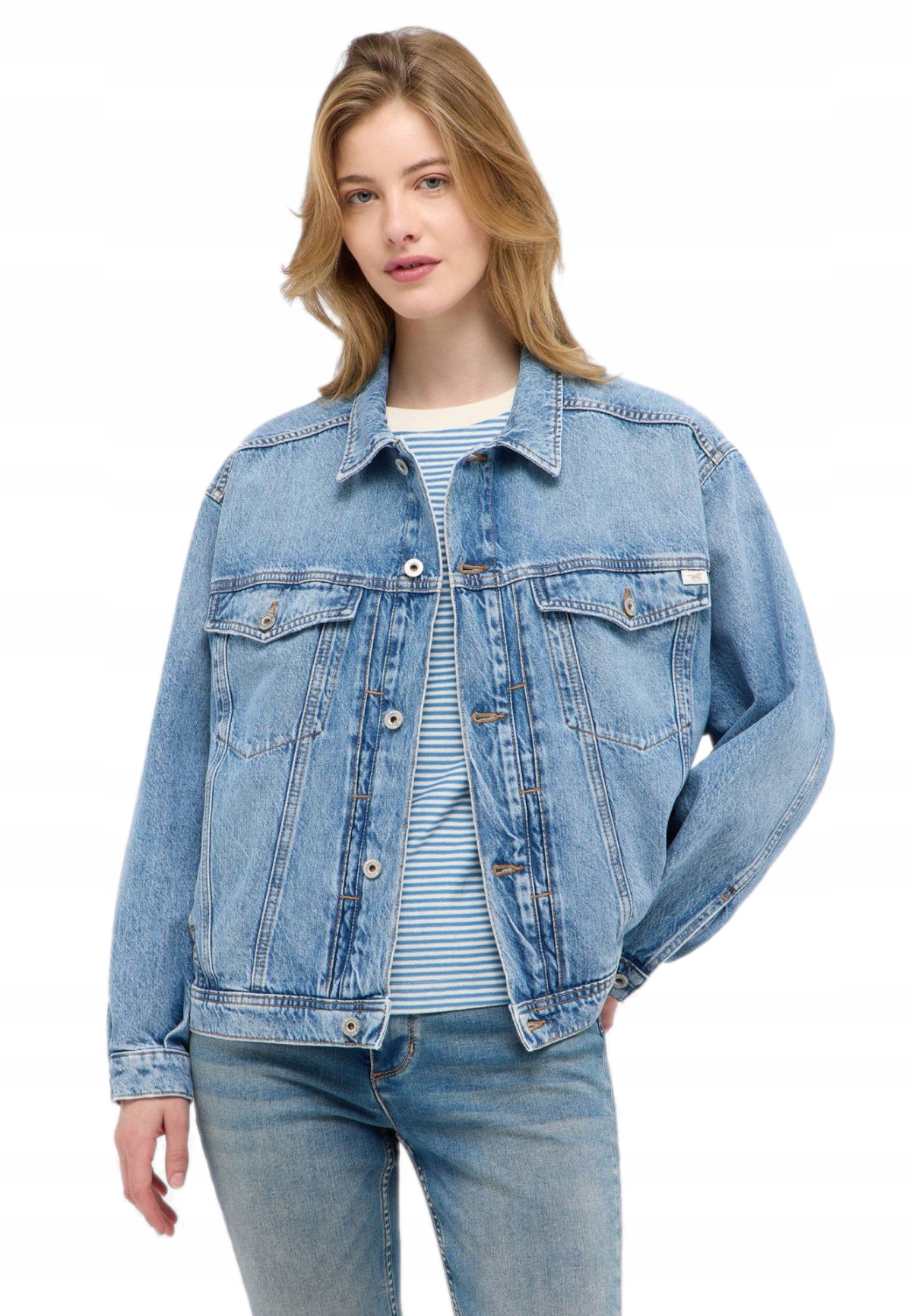 Mustang modrá dámská džínová bunda loose fit džínová, velikost S