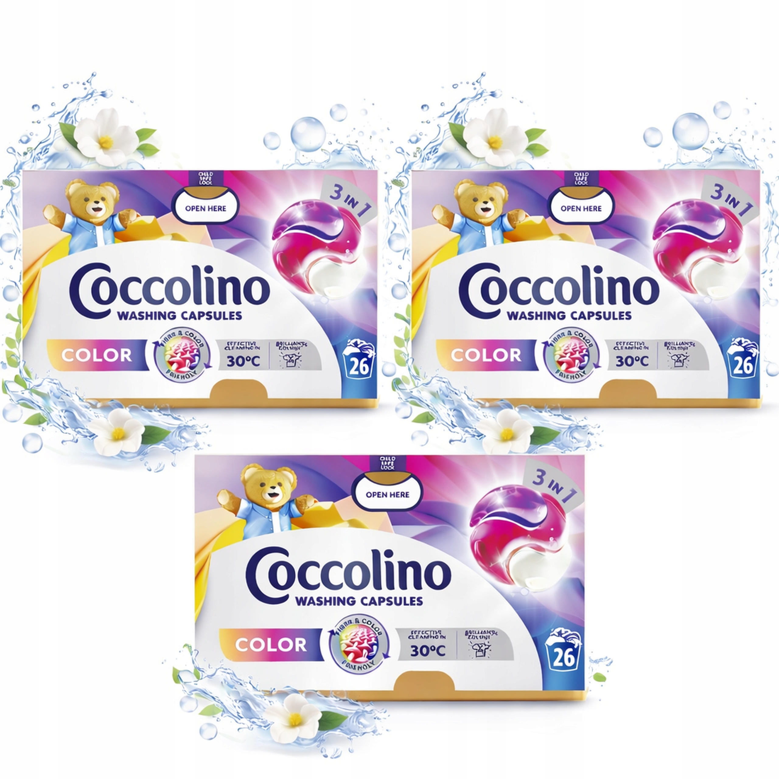 Levně Coccolino 3v1 Kapsle na praní barevných tkanin 3x 26 praní