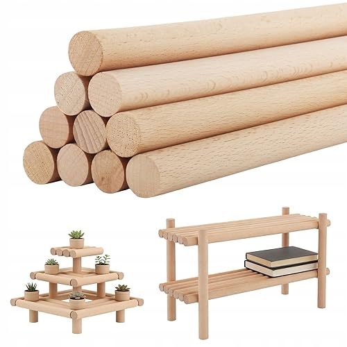 Dřevěné Tyčinky Kulaté 30 CM Průměr 2 CM Pro Kutily Sada 10 Ks