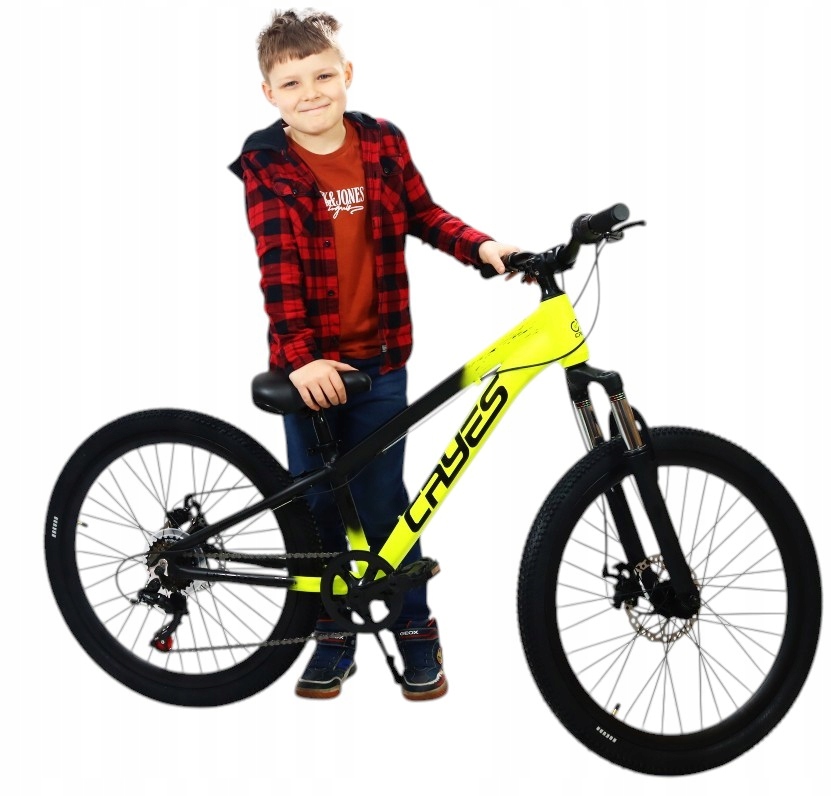 Aluminiowy Górski Żółty Rower Mtb 24" Na Komunię Dla Dziecka Chłopca 7-10 L