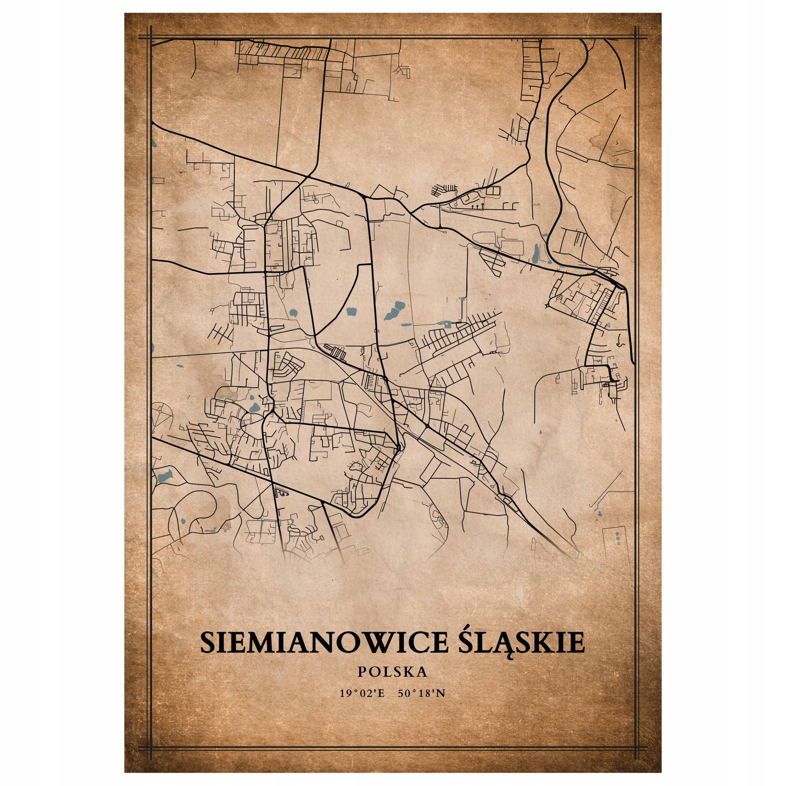 

Plakat Mapa vintage Siemianowice Śląskie 70x50cm