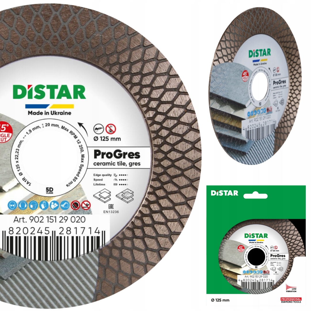 Tarcza Distar Pro Gres Do Cięcia 45 stopni 125mm cięcie i szlifowanie 1.9