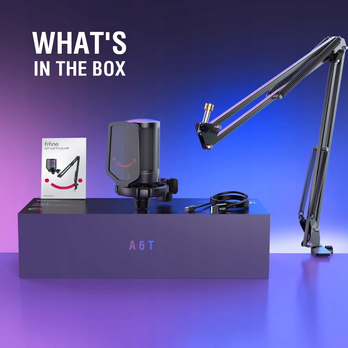 FIFINE Gaming Mikrofon USB Zestaw z Ramieniem do Podcastów i Streamingu — miniatura 7