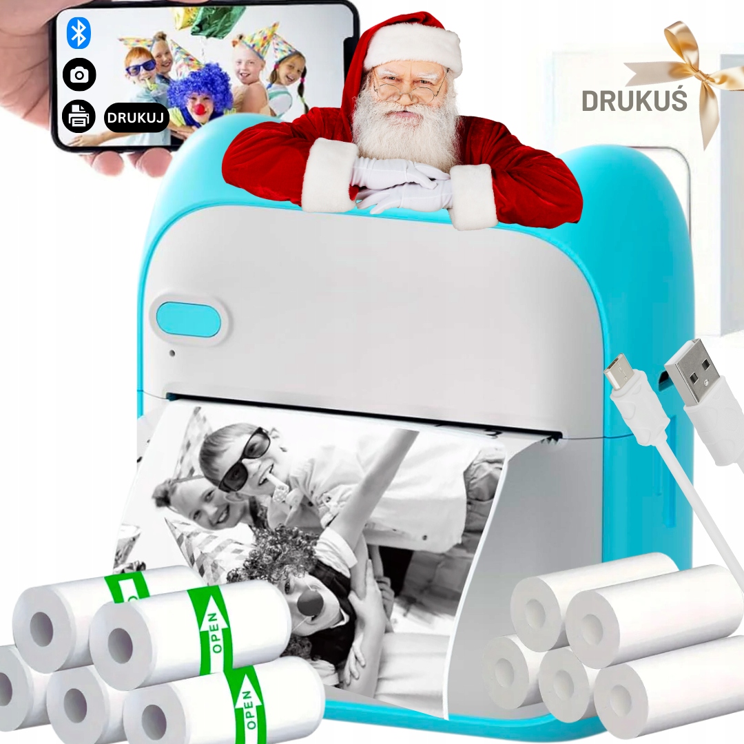 MINI DRUKARKA TERMICZNA DRUKUŚ ORYGINALNY DO ZDJĘĆ NOTATEK + ROLKI PREZENT Producent Inna