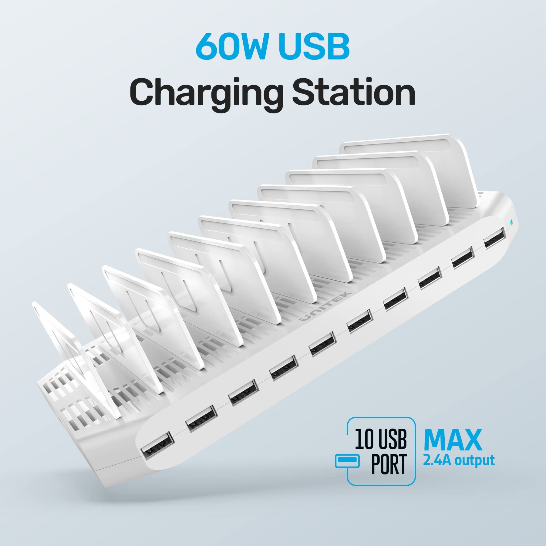 UNITEK 60W 10-Port USB Charging Station with SmartIC — miniatura 2