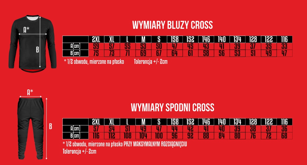 KOMPLET CROSS MOTO QUAD ENDURO MOTOCROSS NADRUK Rozmiar uniwersalny