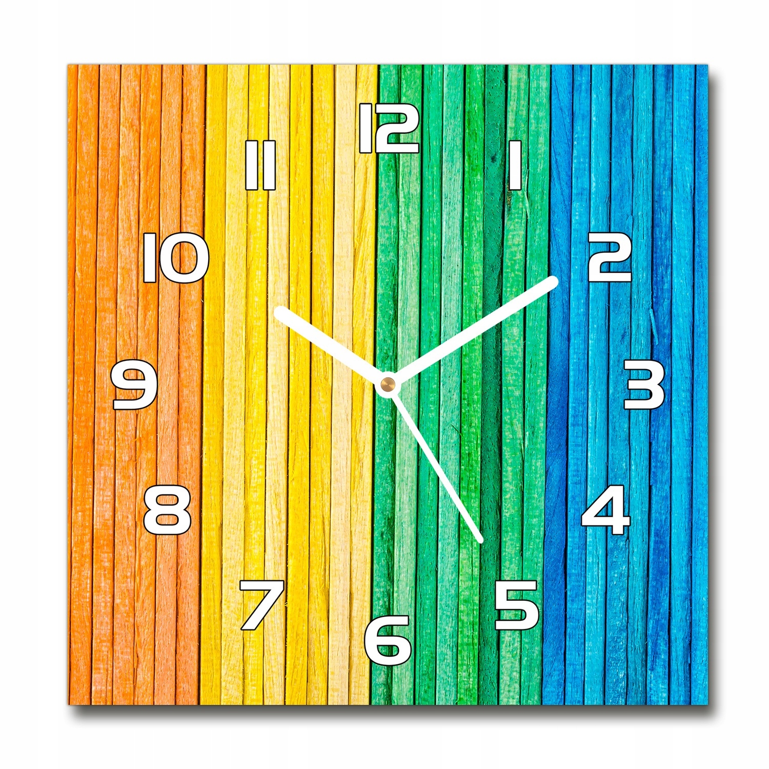 

Zegar szklany kwadratowy Kolorowe paski 30x30 cm