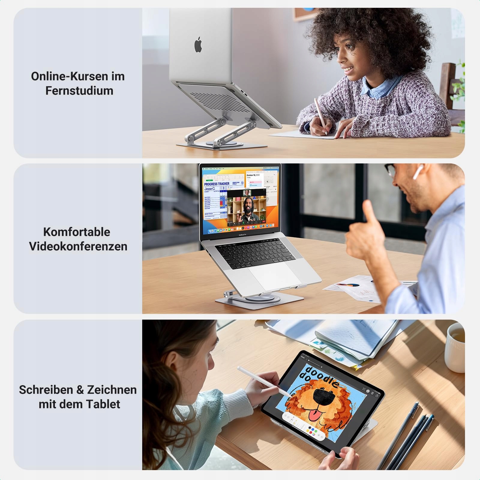 UGREEN STOJAK NA LAPTOP OBROTOWY REGULOWANY SKŁADANY WENTYLOWANY 10-17 CALI — miniatura 7