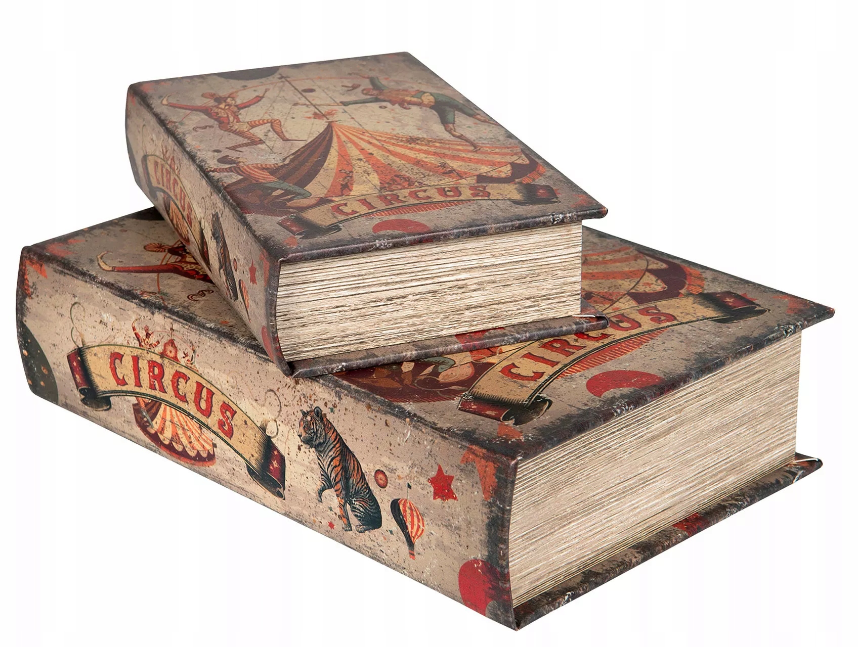 Krabička Kniha Falešná 2 ks cirkusová krabička na šperky drobnosti