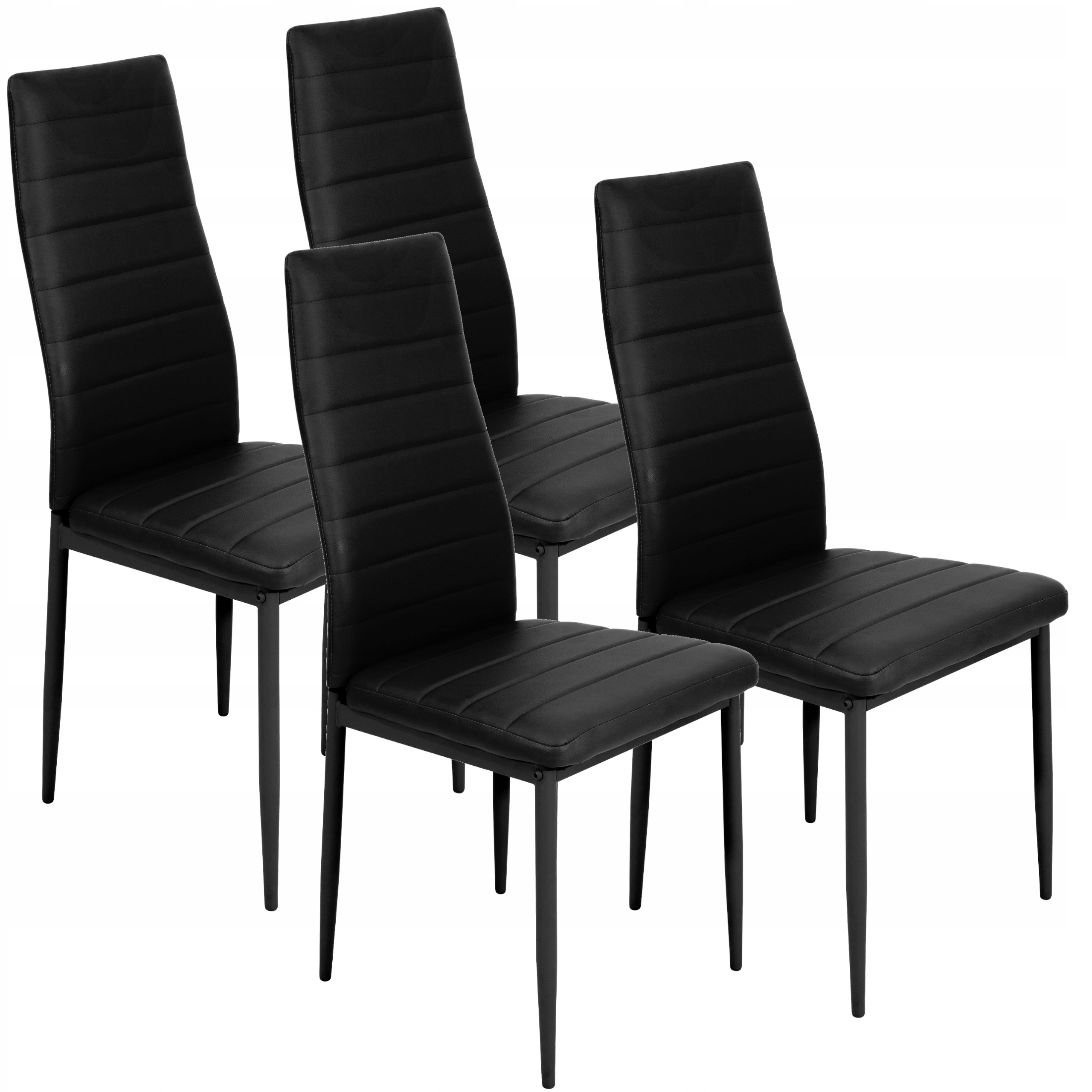 4 x Krzesło Czarne Ekoskóra Tapicerowane Salon Jadalnia Vito