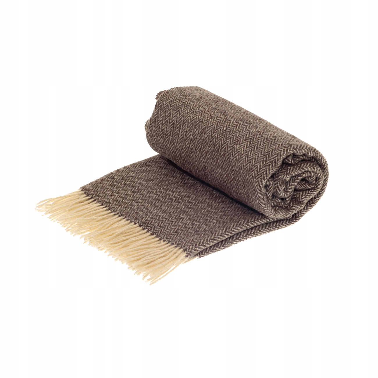 

Koc Pled Wełniany Brązowa Jodełka 140X200 cm