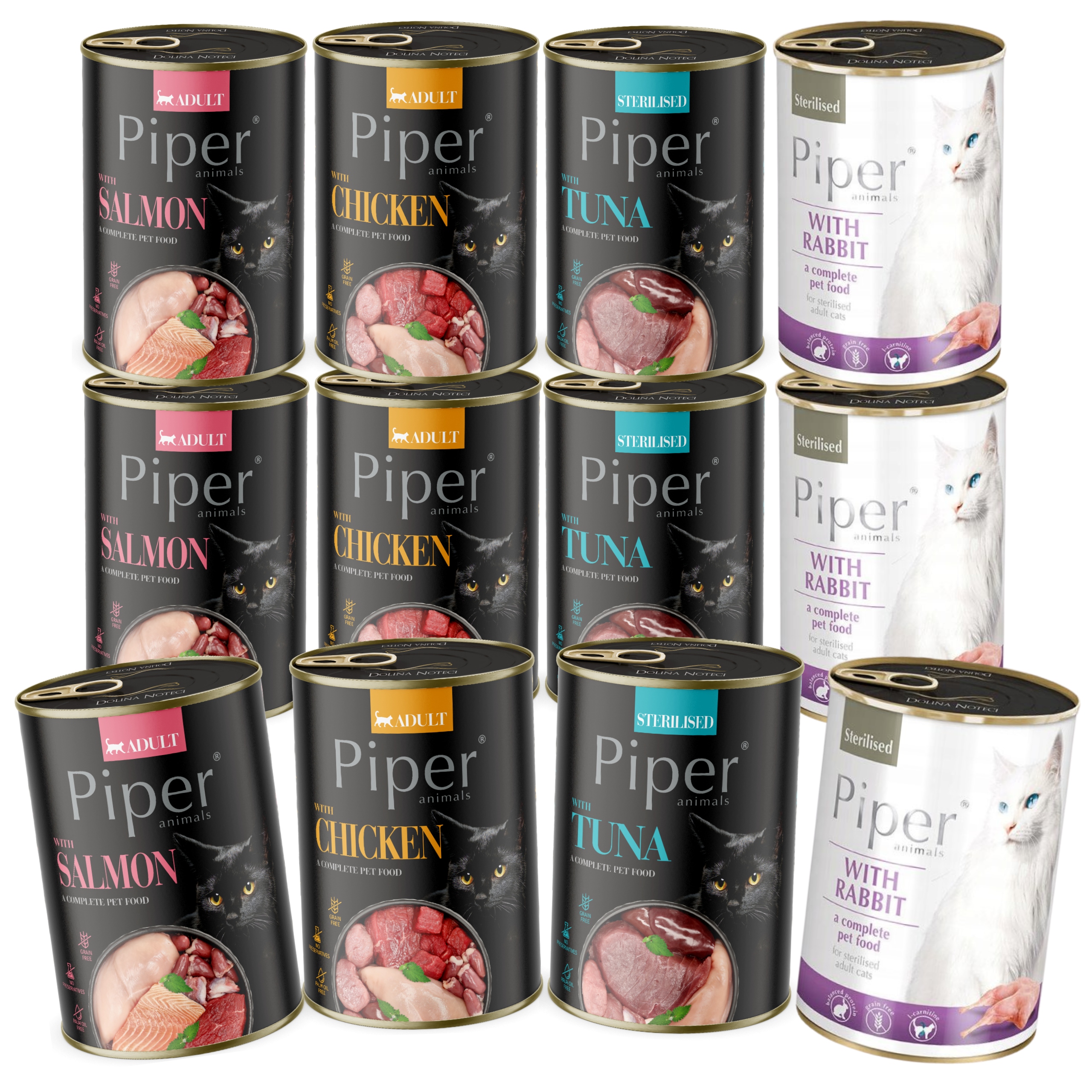 Levně Dolina Noteci Piper Animals MIX příchutí mokré krmivo pro kočky 12x400g