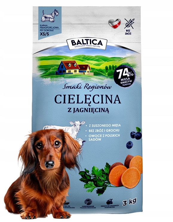 Baltica Sr Adult Cielęcina z Jagnięciną Xs/s 3kg sucha karma dla psa
