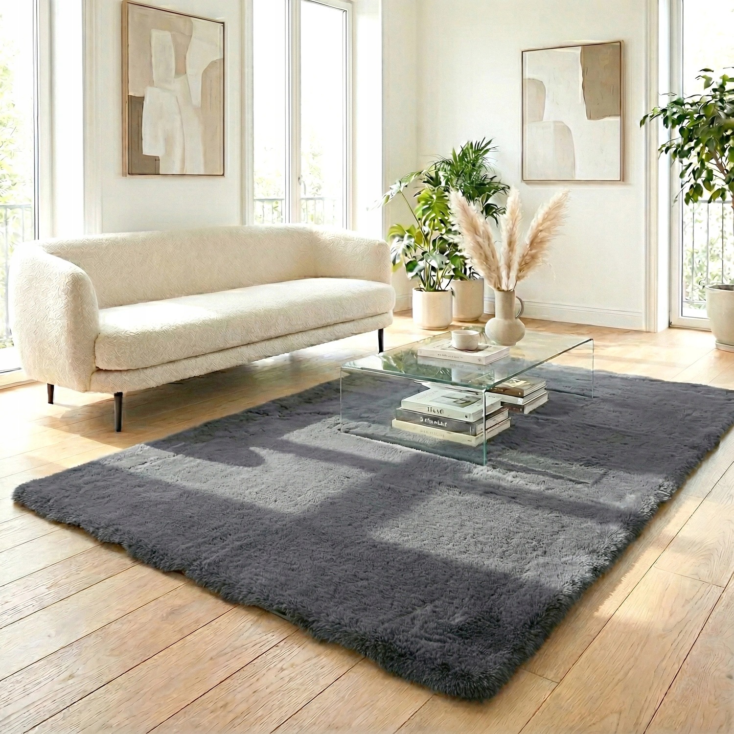 Koberec Rabbit 120 x 170 cm, šedý měkký, příjemný na dotek, do obývacího pokoje a