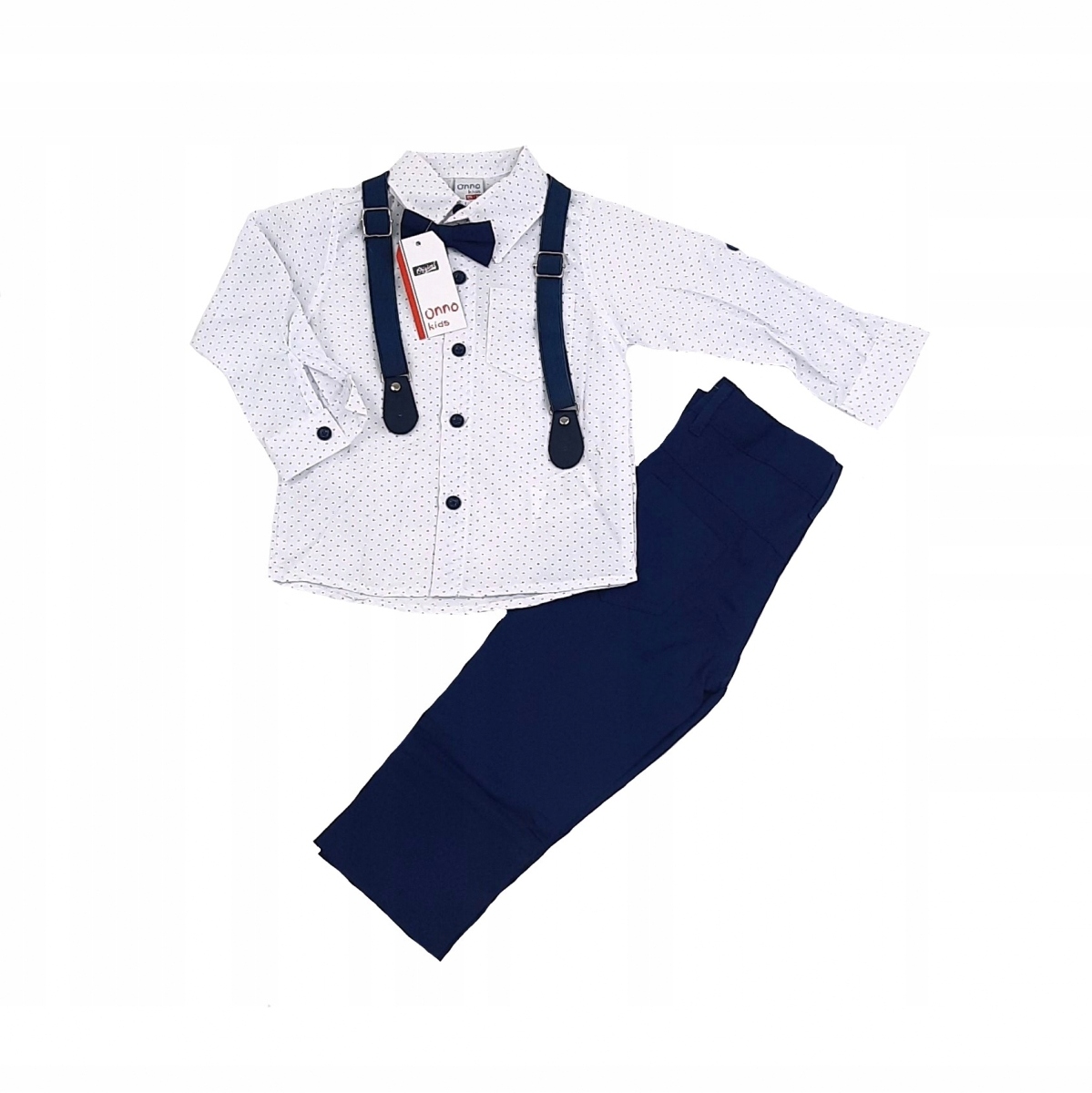 

Komplet Chłopięcy koszula spodnie muszka szelki 92