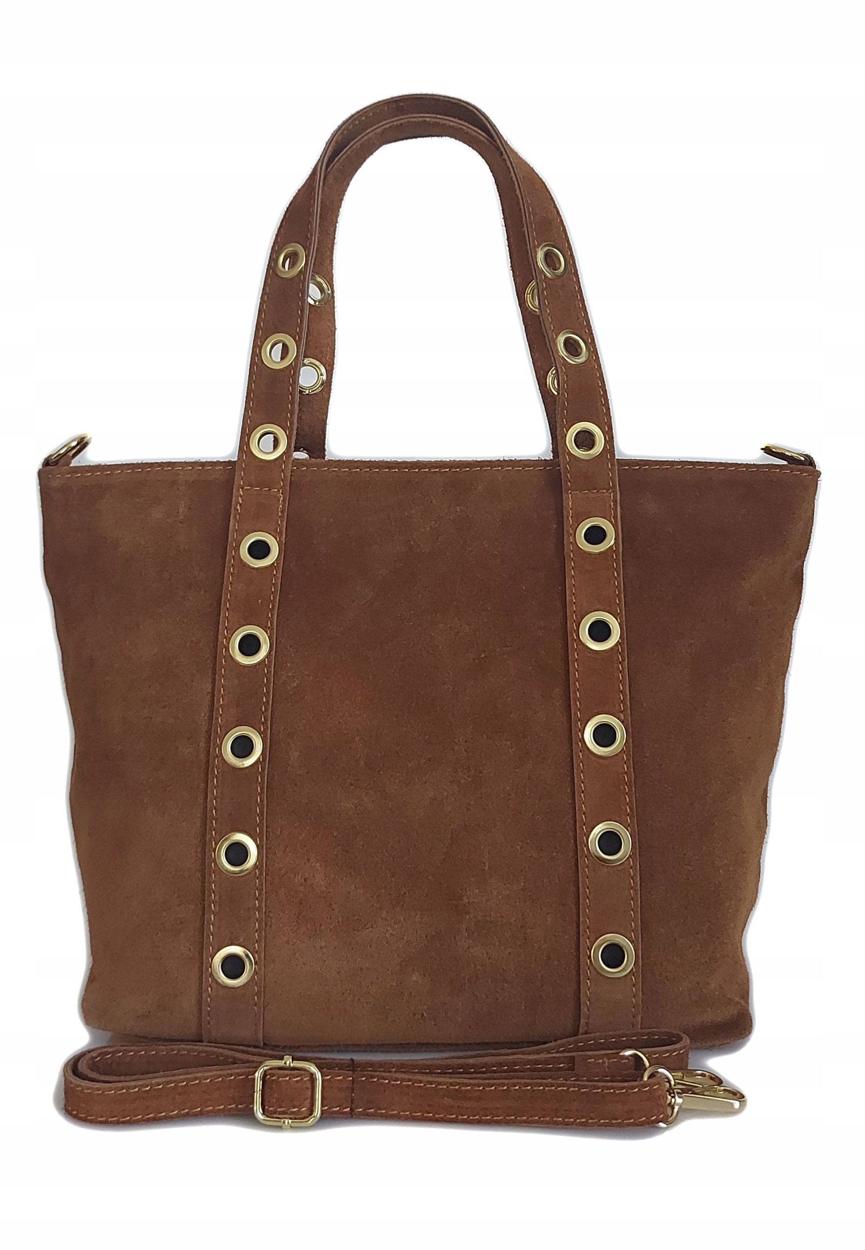 Semišový sáček A4 zlaté šatonové růže kolečka Italská kůže Vera Pelle Camel