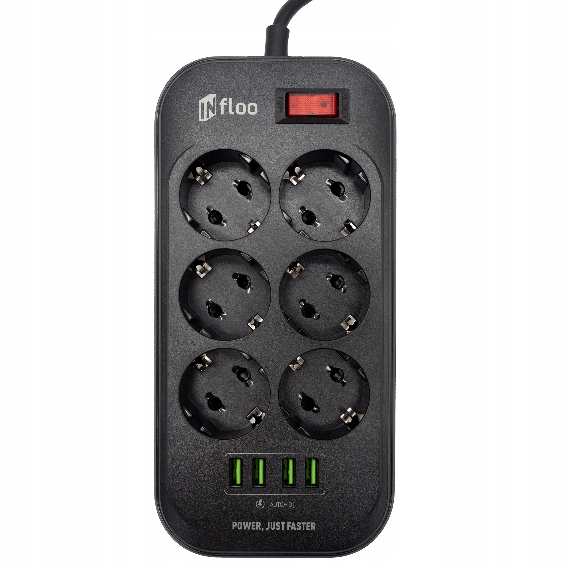 LISTWA ZASILAJĄCA PRZEDŁUŻACZ ANTYPRZEPIĘCIOWA 3M WŁĄCZNIK 6 GNIAZD 4xUSB Marka inna