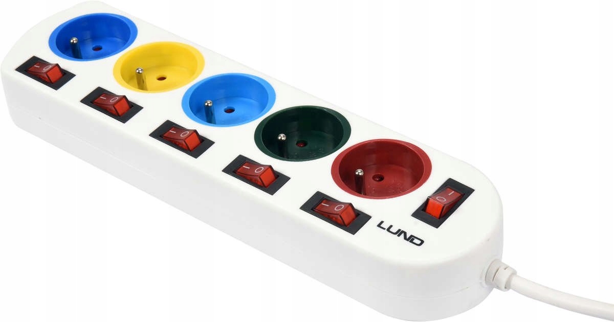 PRZEDŁUŻACZ LISTWA ZASILAJĄCA 5 GNIAZD 2m WYŁĄCZ. Model 72460