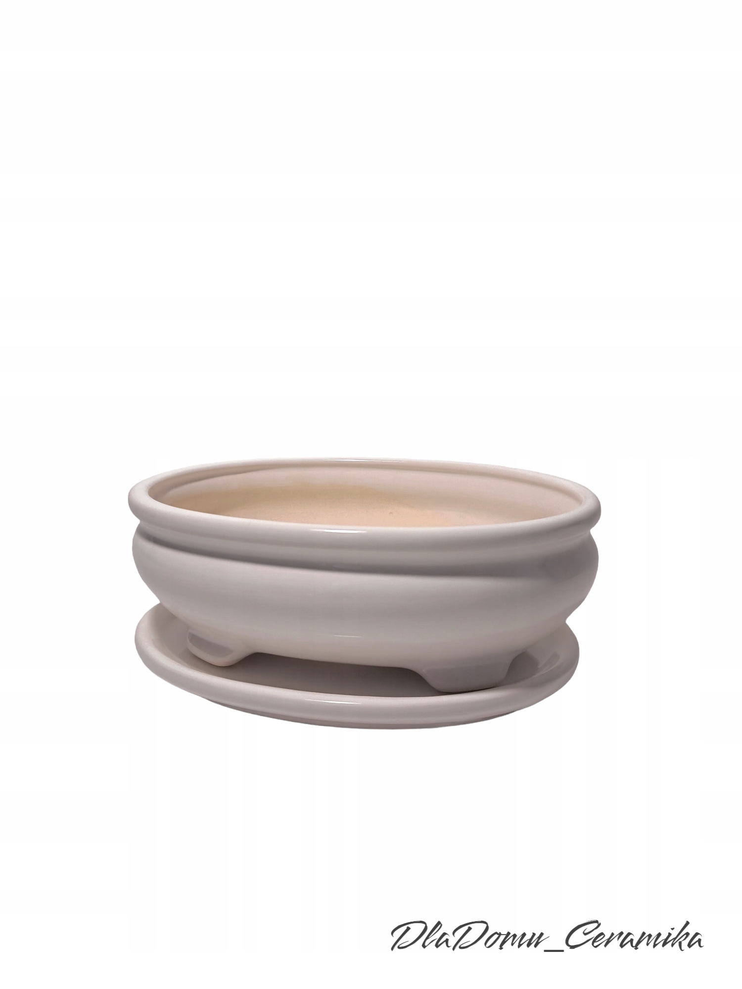 Doniczka Osłonka Bonzai Ceramiczna 18x7 cm biała Marka inna