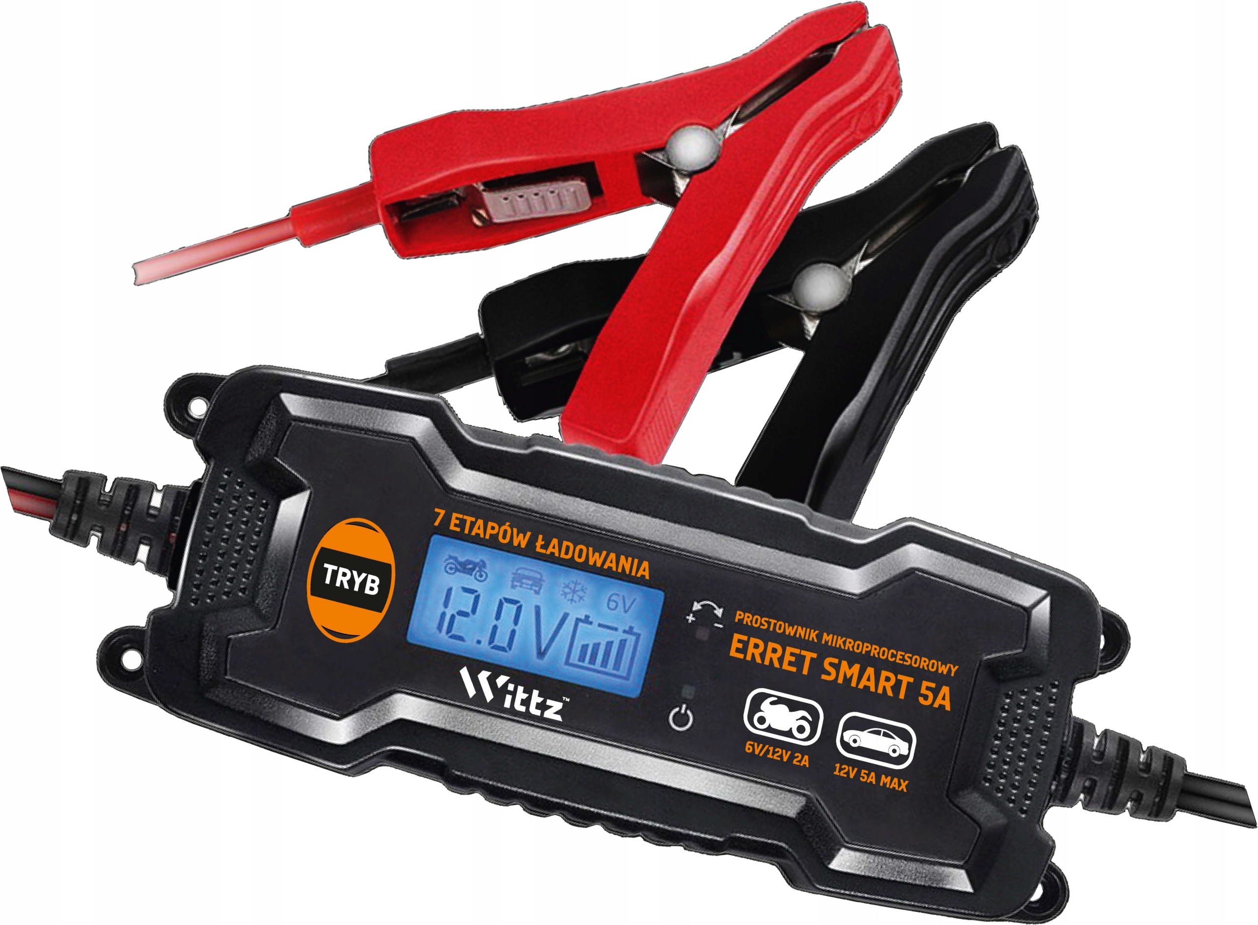 PROSTOWNIK ŁADOWARKA AKUMULATORA 6V 12V 5A LCD FUNKCJA NAPRAWY PL