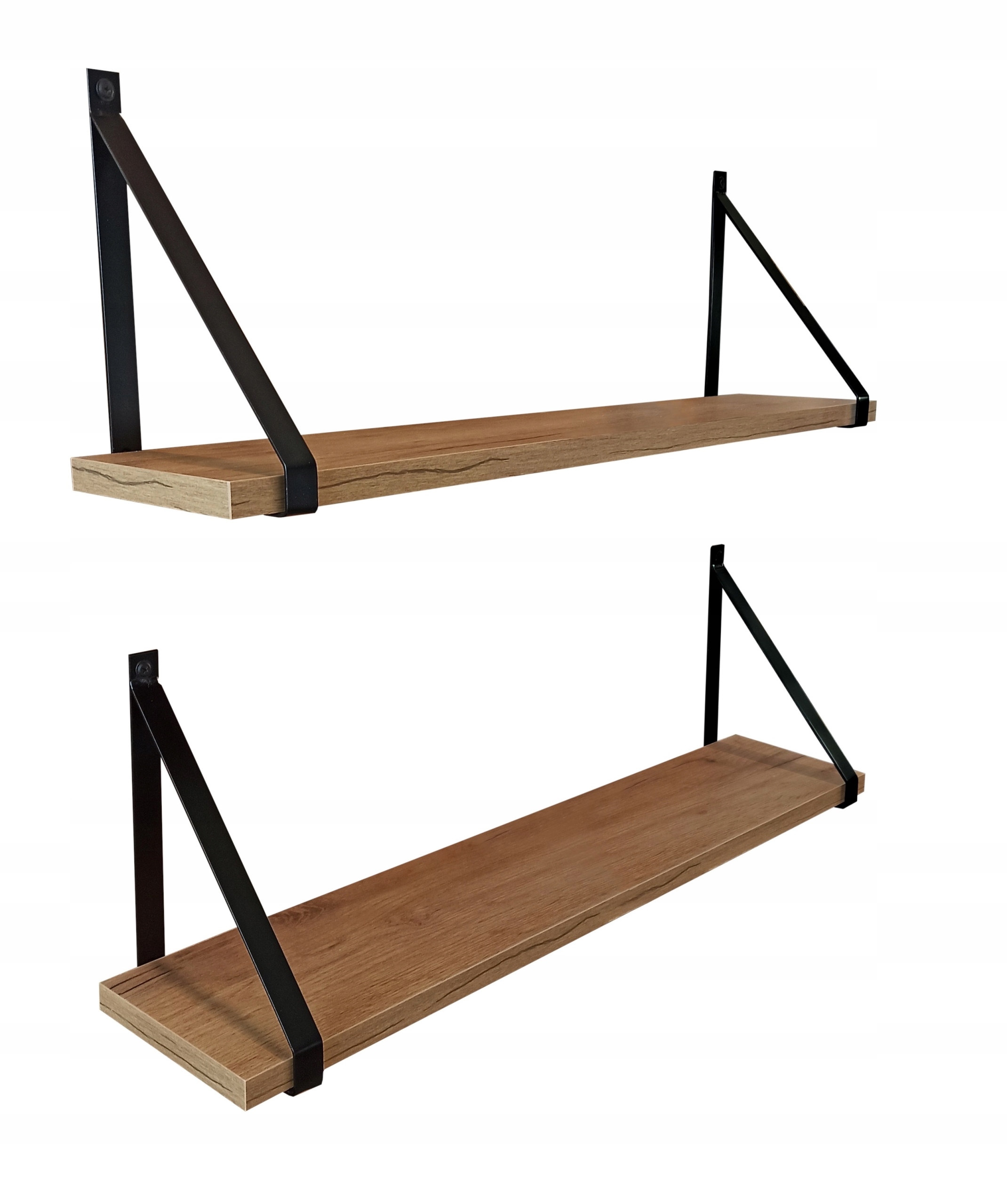 2 PÓŁKI ŚCIENNE WISZĄCE GINO TYPU LOFT - INDUSTRIALNE 80 cm DĄB CRAFT ZŁOTY