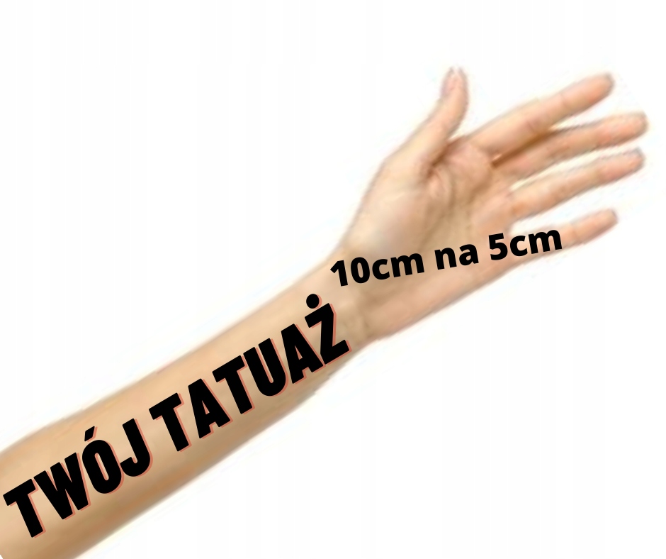 

Tatuaż tymczasowy Twój Tekst Na Zamówienie 10cm